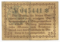 Notgeld, 25 pfennig note from Bitberg, reverse
