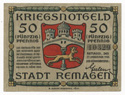 Notgeld, 50 pfennig note from Remagen, obverse