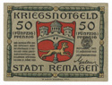 Notgeld, 50 pfennig note from Remagen, reverse