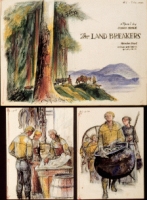 Book jacket design and illustrations for John Ehle's story The Land Breakers