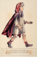 Illustration of girl in a red cape, for McNeer's book The Wolf of Lambs Lane