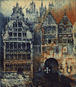 Etching of the city of Ghent