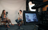 An interview being filmed in the Production Studio