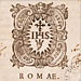 Detail from the title page of the first edition of the Ratio studiorum, 1586, showing the Christogram IHS
