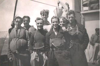 4. Lifeboat drill during the voyage (Eddie extreme right).
