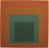 The serigraph Homage to the Square, showing four nested squares, in shades of brown and green