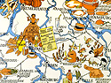 Mit der Deutschen Bundesbahn durch das Gastliche Deutschland Poster, showing detail of map around Bremen