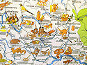 Mit der Deutschen Bundesbahn durch das Gastliche Deutschland Poster, showing detail of map around Nurnberg