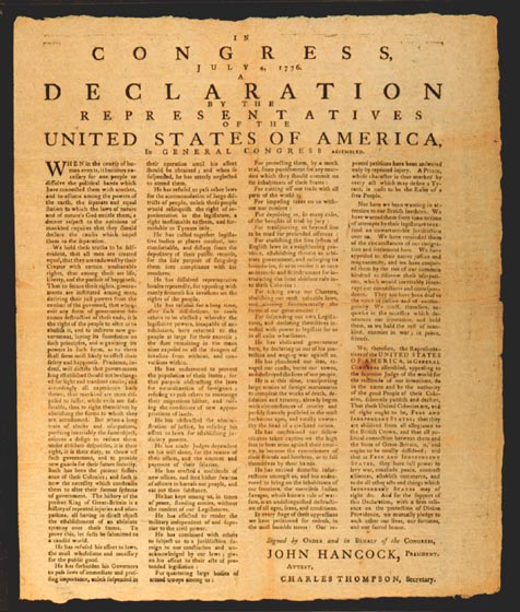 broadside Declaration of Independence