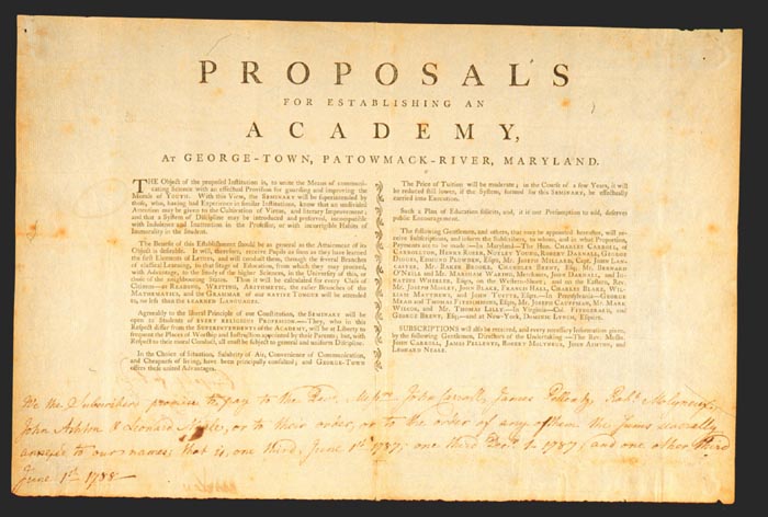 Proposals for Establishing an Academy, at George-Town, Patowmack-River, Maryland
