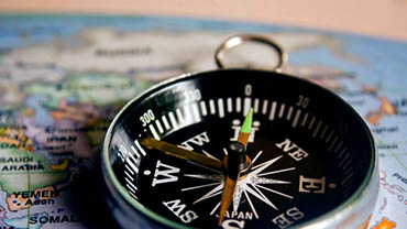 A compass and a map
