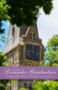 Cover of the 2018 Lavender Graduation program. 2018 marked the 10th anniversary of Lavender Graduation at Georgetown.