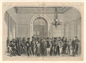 House of Representatives before the vote for the 1866 Civil Rights Bill -- engraving in Harper's Weekly