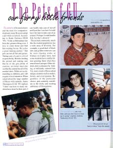 Page from the 1995 yearbook which photos of student and their pets.