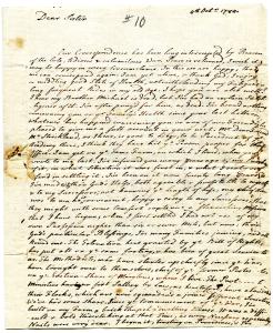 Letter by Joseph Mosley to sister, 1784-10-04 p. 1