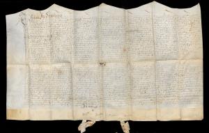 Deed issued by Brittons to Jesuits for 850-acre addition to Newtown, 1688