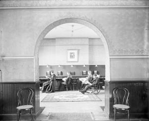 Black and White photograph of Library at St. Stanislaus Novitiate, c. 1900
