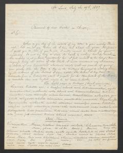 Missouri Mission Superior Verhaegen to Thomas Mulledy, S.J., July 19, 1837 p1p1