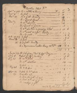 Account of Tenant Matthew Ellet, debits, 1767-1771 