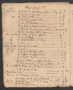 George Mingo account in tenant book, debits, 1767-1769