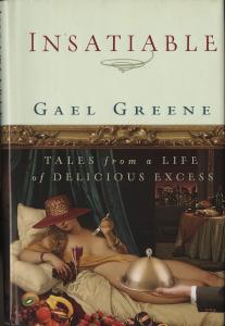 Book cover of a reclining nude woman. She is surrounded by different fruits, and a city skyline is visible through the window on the wall behind her.