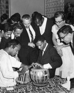 Photograph of drummer Sam Woodyard and Chatur Lal, 1963