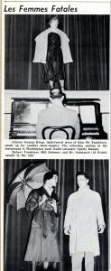 Two black and white images of students performing in the 1952 Senior Show play Kiss Me, Tondelayo..