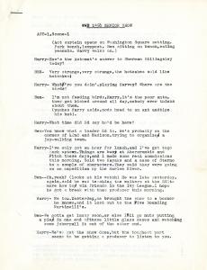 Text of Act 1 Scene 1 from the 1956 Senior Show "Banned in Boston." The text is typed on an 8x11 sheet of paper.