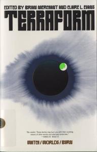 Terraform cover showing a small green planet orbiting a black star with a visible slate blue corona