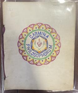 Front page of a poetry collection with a colorful criss crossing borders and a sacred heart image in the middle