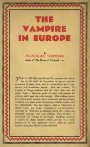 Dust jacket of the first edition of "The Vampire in Europe"