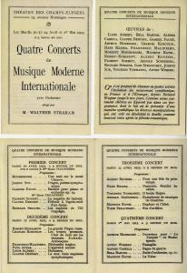 Concert series announcement for the “Quatre Concerts de Musique Moderne Internationale”