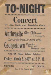 Concert by the Anthracite Glee Club of Scranton, PA, and the Georgetown University Banjo and Mandolin Clubs