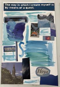 Collage with a line of baseball players, Georgetown's Healy Hall.