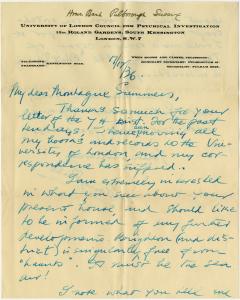 Letter from Harry Price, front