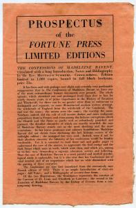 Prospectus for The Fortune Press, about 1934