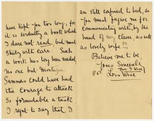 Letter from Thomas J. Wise to Montague Summers, 1934