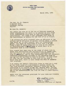 Letter from Louis C. Jones to Montague Summers, 1945