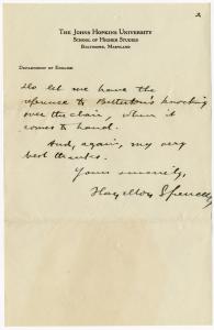 Letter from Hazleton Spencer to Montague Summers, 1932