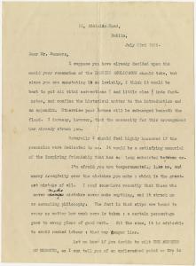 Letter from William John Lawrence to Montague Summers, 1928