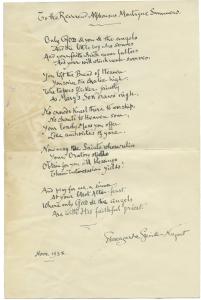 Poem, "To the Reverend Alphonsus Montague Summers", by Ermangarde Greville-Nugent, 1938