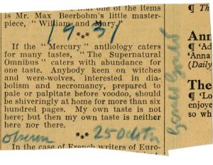 Review of "The Supernatural Omnibus" by Gerald Gould, 1931