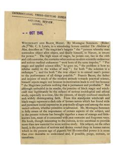 Review of "Witchcraft and Black Magic" in National Review, London, 1946