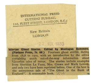 Review of Victorian Ghost Stories from Fortune Press, 1933