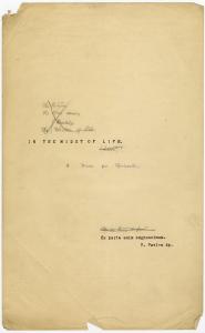 In the Midst of Life, a drama for Marionettes, by Montague Summers, title page