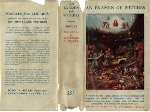 An Examen of Witches  [1603], by Henry Boguet, edited by Montague Summers, dustjacket design