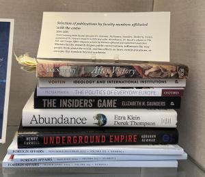 Pile of books with spine titles showing