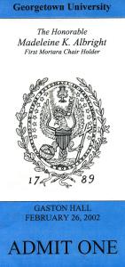 Blue and white ticket to the inauguration