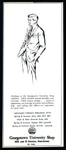 Advertisement with a hand drawn figure of a man in  a suit