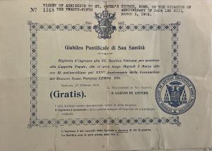 Ticket with papal seals admitting someone to the Vatican